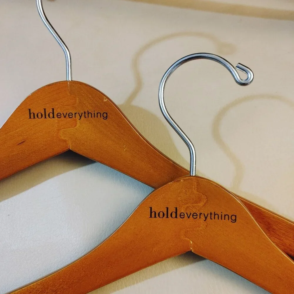 Suit Hanger Hold Everything Wooden Metal Vintage Set Rustproof Finish Wardrobe